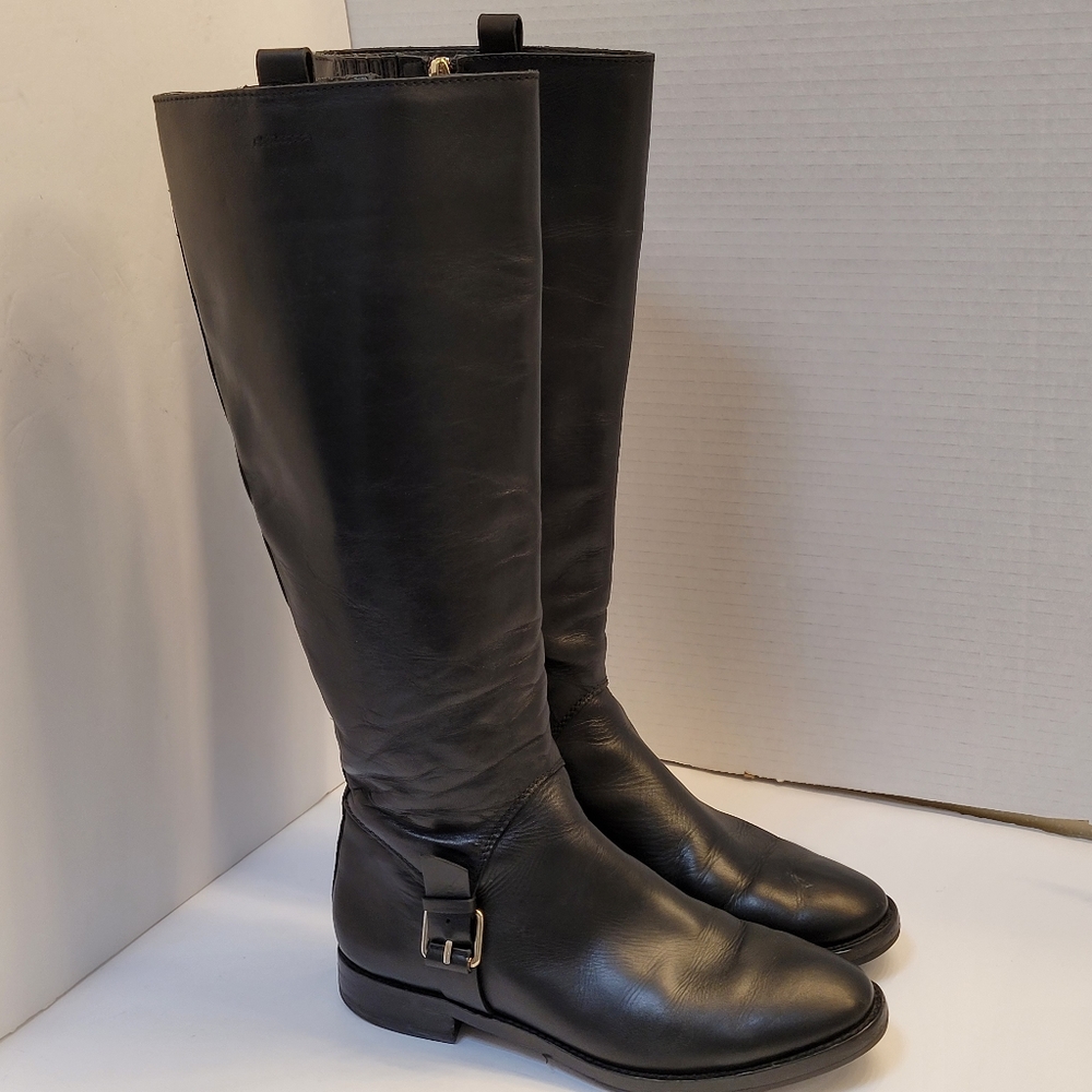 Womens Banana Republic Black Leather Cowgirl Riding Boots with Buckle size 6.5
